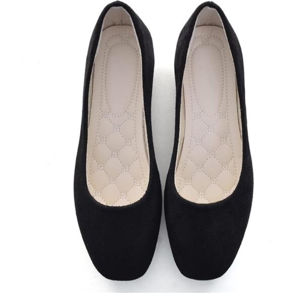 Zhou Women Comfort Square Toe Ballets Flats, Slip On Classical Walking Shoes - Picture 2 of 8